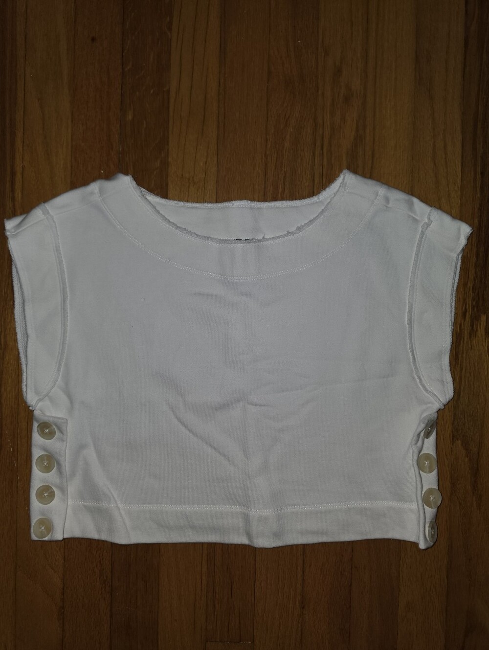 Anthropologie Ivory Button-Trim Cropped Tank